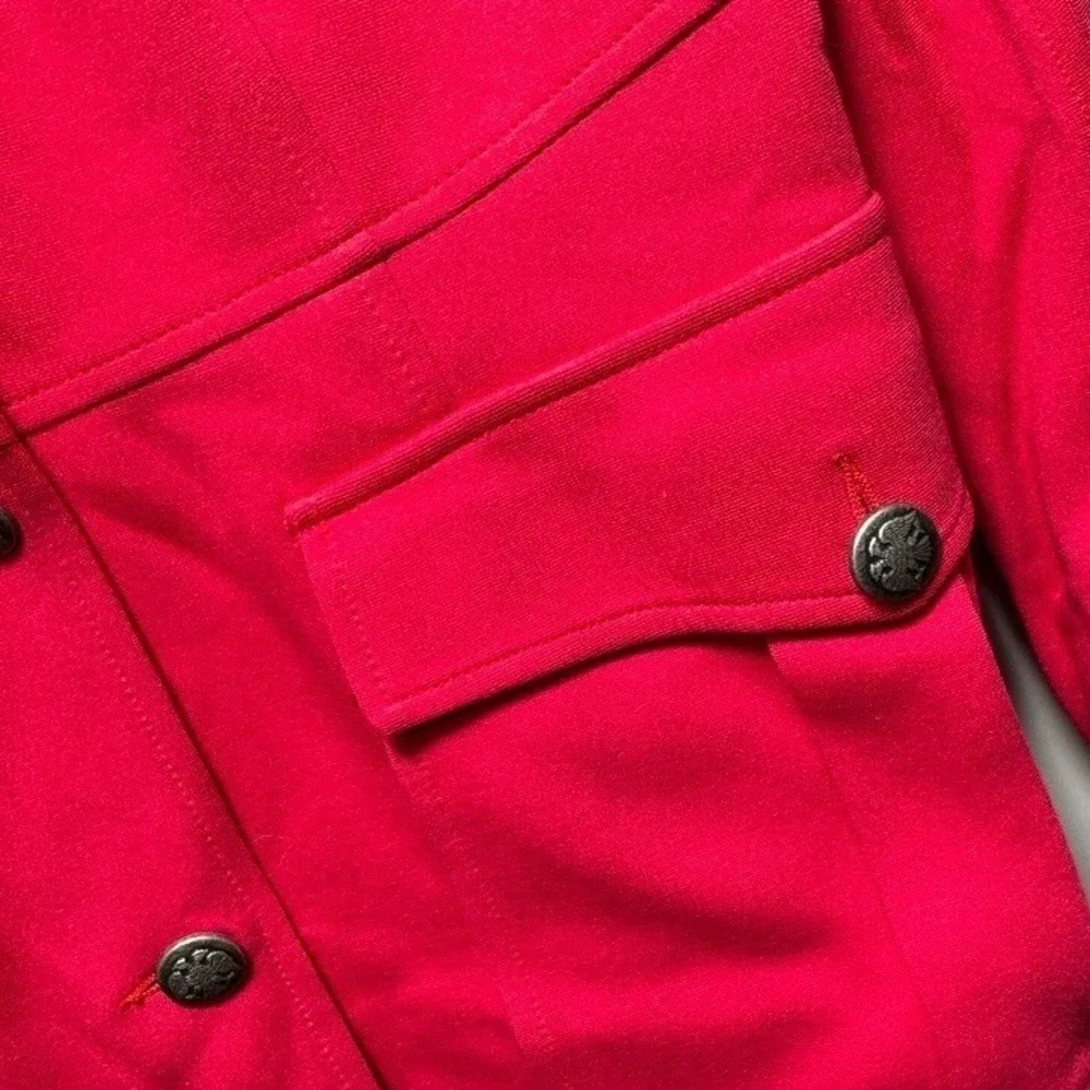 Bailey 44 Women's Military Style Blazer Jacket Lg Red Utility Button Made In USA